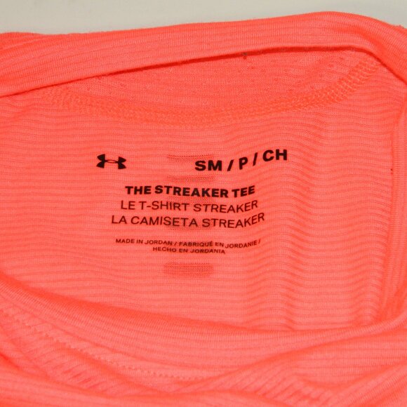 2 for/ $25 Under Armour Athletic “The Streaker Tee” Hot Pink Salmonish Size S/M - Picture 4 of 7